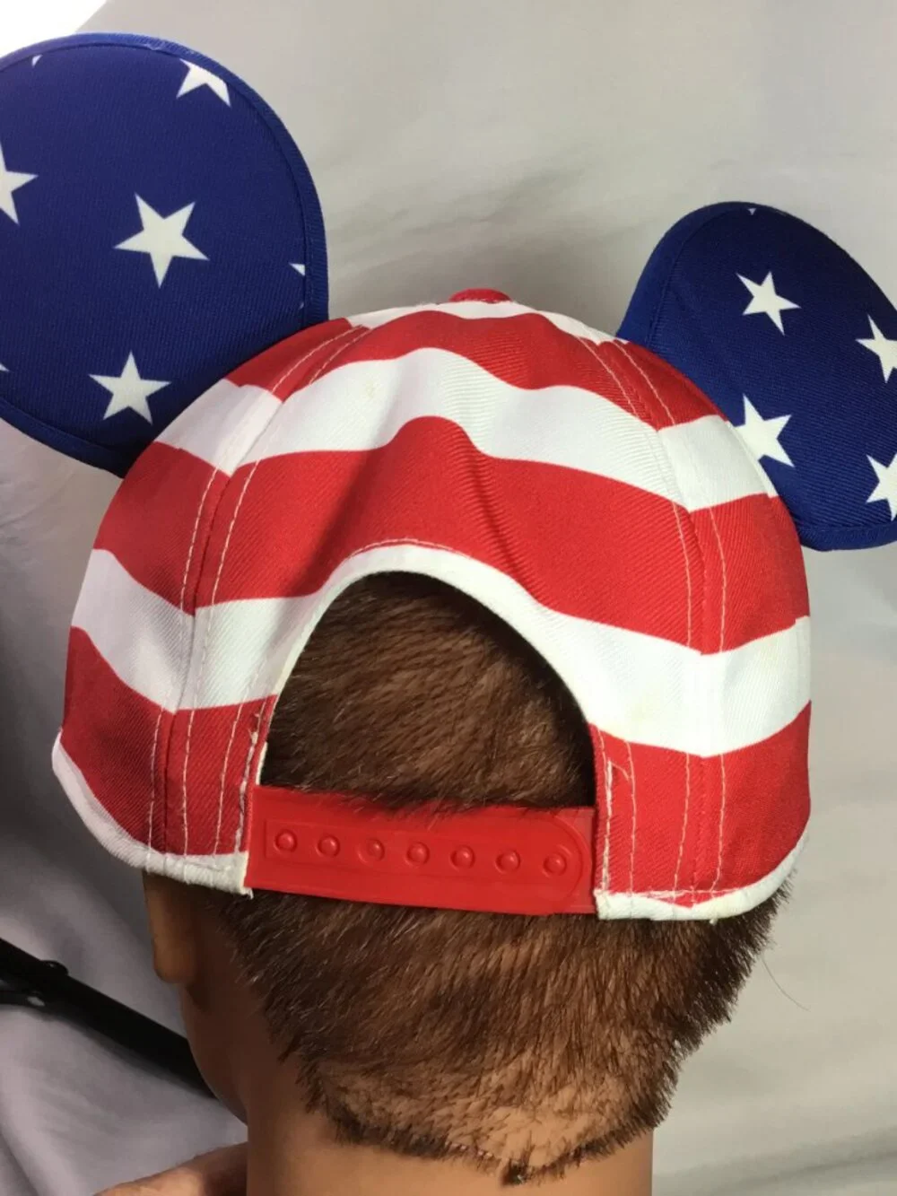 Disney 90 Years Mickey Mouse Ears Baseball Cap Hat USA Patriotic Flag Youth